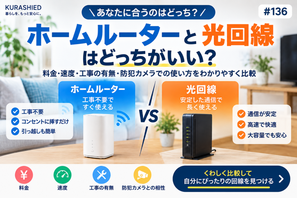 ホームルーターと光回線の違いを比較するアイキャッチ画像